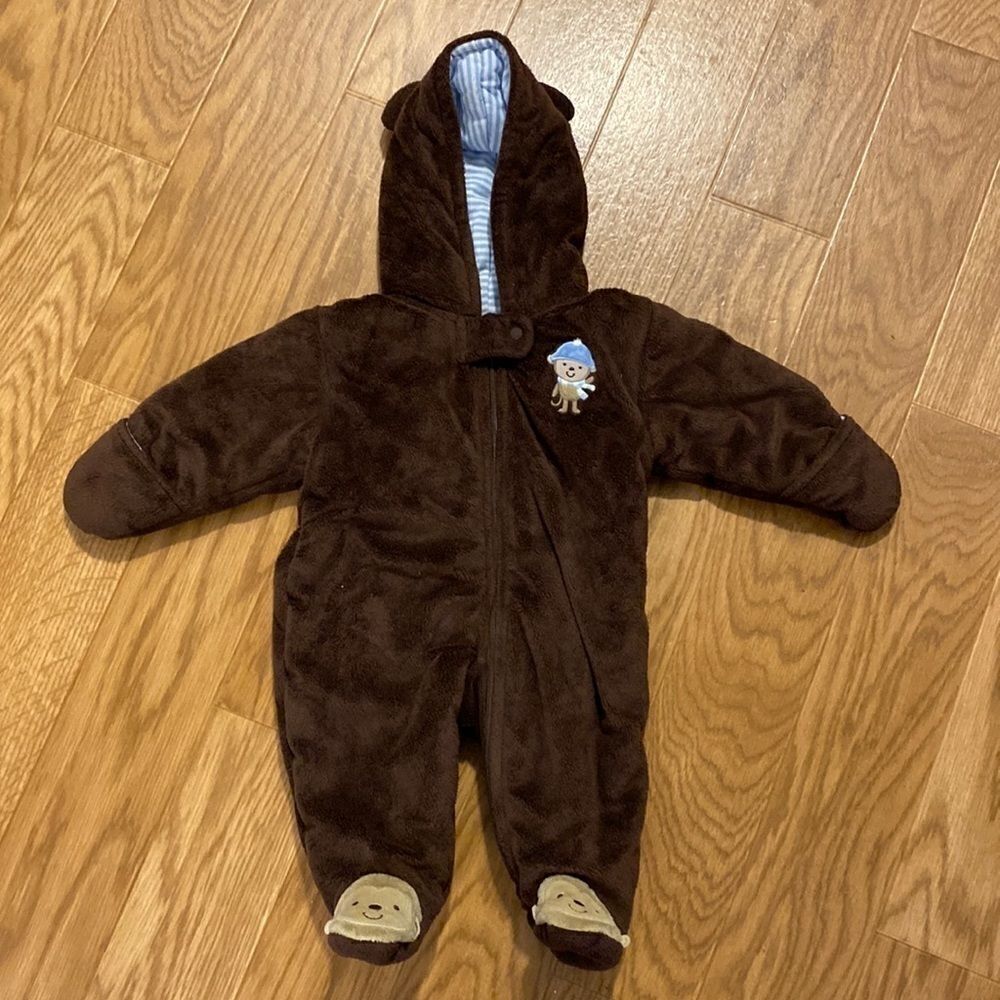 Baby Just One You by  Carter's Fleece Brown Bear Pram Snuggle Suit (3 Months)